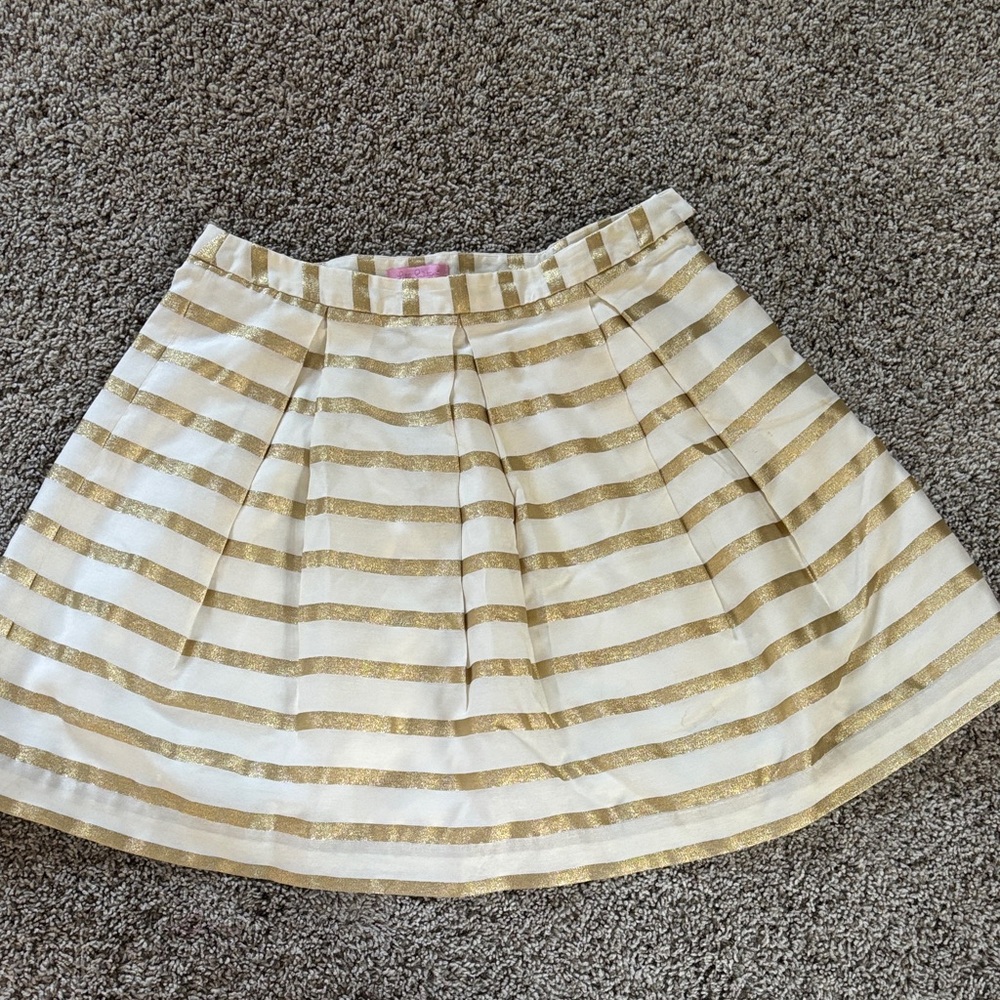 Lilly Pulitzer Gold and Cream A-Line Skirt